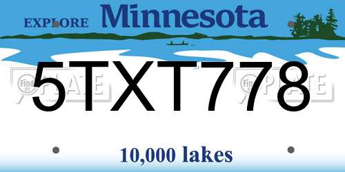 5TXT778 Minnesota License Plate