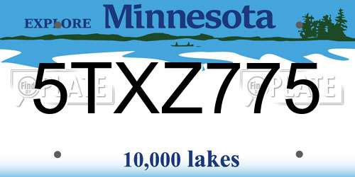 5TXZ775 Minnesota License Plate