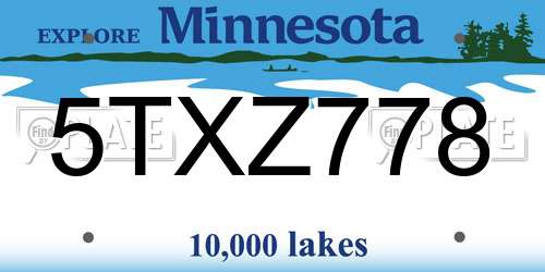 5TXZ778 Minnesota License Plate