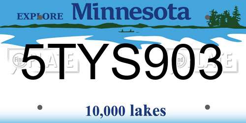 5TYS903 Minnesota License Plate
