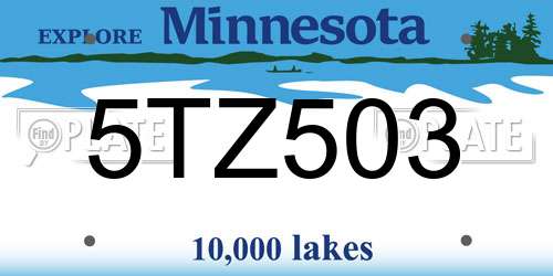 5TZ503 Minnesota License Plate