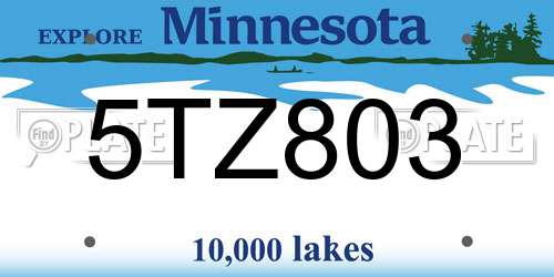 5TZ803 Minnesota License Plate