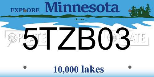 5TZB03 Minnesota License Plate