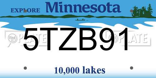 5TZB91 Minnesota License Plate