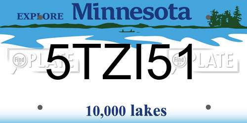 5TZI51 Minnesota License Plate