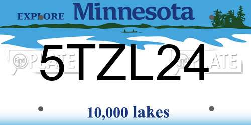 5TZL24 Minnesota License Plate