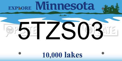 5TZS03 Minnesota License Plate