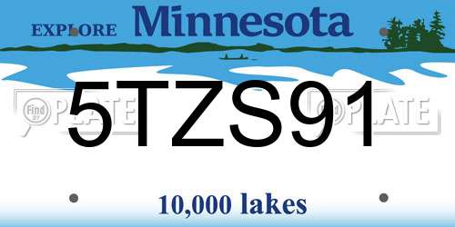 5TZS91 Minnesota License Plate