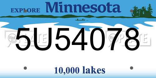 5U54078 Minnesota License Plate
