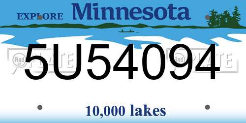 5U54094 Minnesota License Plate
