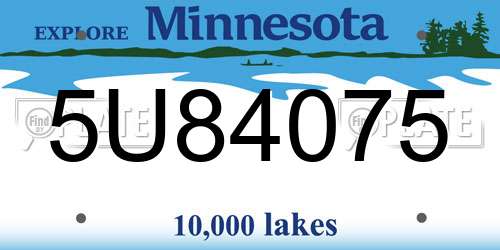 5U84075 Minnesota License Plate