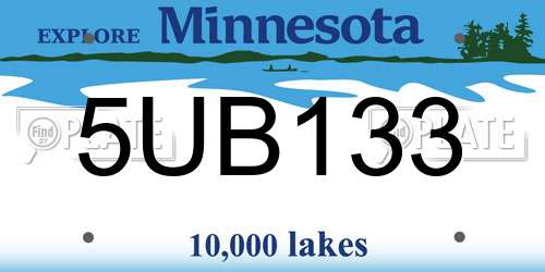 5UB133 Minnesota License Plate