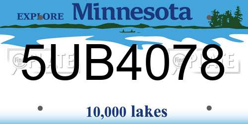 5UB4078 Minnesota License Plate