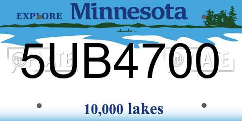 5UB4700 Minnesota License Plate