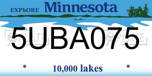 5UBA075 Minnesota License Plate