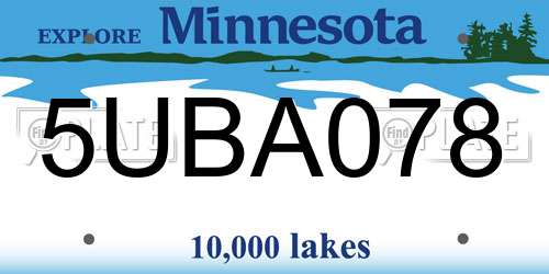 5UBA078 Minnesota License Plate