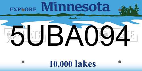 5UBA094 Minnesota License Plate