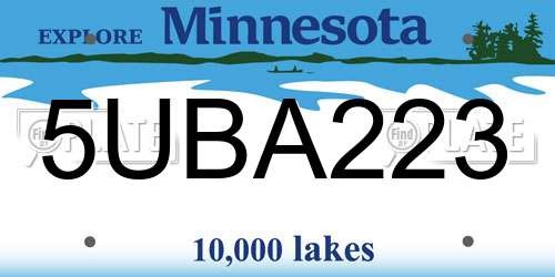 5UBA223 Minnesota License Plate