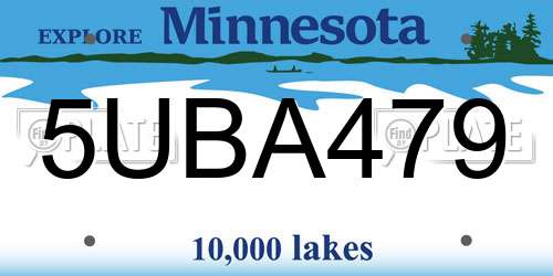 5UBA479 Minnesota License Plate