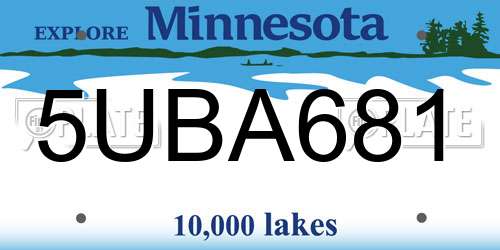 5UBA681 Minnesota License Plate