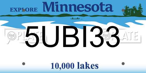 5UBI33 Minnesota License Plate