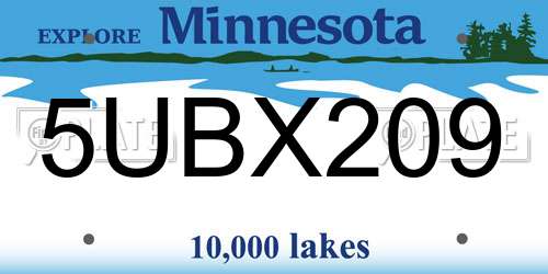 5UBX209 Minnesota License Plate