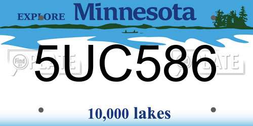 5UC586 Minnesota License Plate