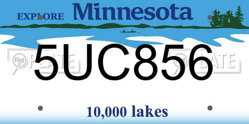 5UC856 Minnesota License Plate