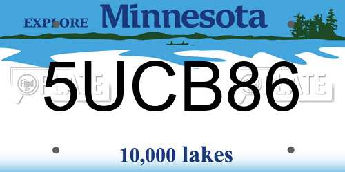 5UCB86 Minnesota License Plate