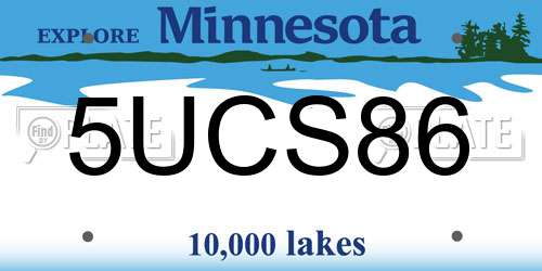 5UCS86 Minnesota License Plate