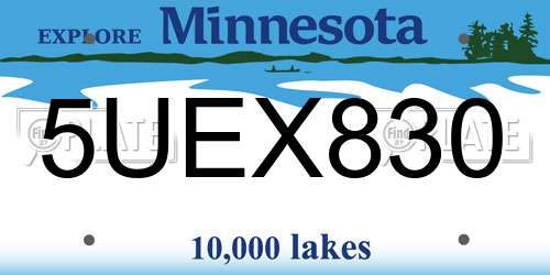 5UEX830 Minnesota License Plate