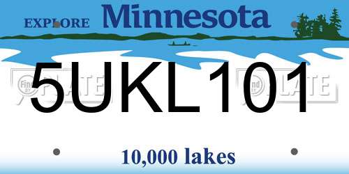 5UKL101 Minnesota License Plate