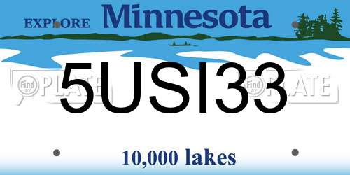 5USI33 Minnesota License Plate