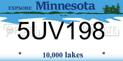 5UV198 Minnesota License Plate