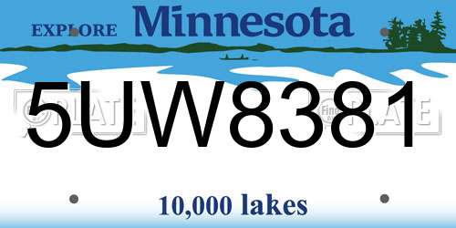 5UW8381 Minnesota License Plate