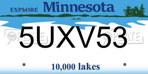 5UXV53 Minnesota License Plate