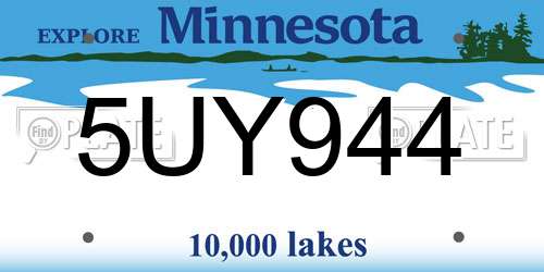 5UY944 Minnesota License Plate