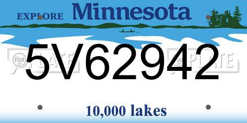 5V62942 Minnesota License Plate