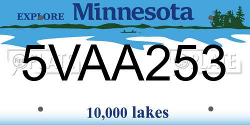 5VAA253 Minnesota License Plate
