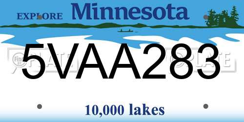 5VAA283 Minnesota License Plate