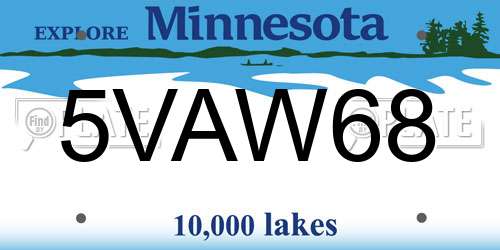 5VAW68 Minnesota License Plate