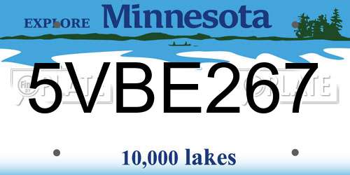 5VBE267 Minnesota License Plate