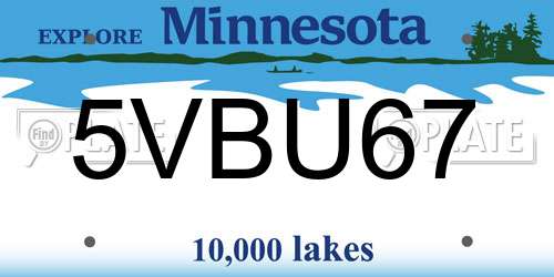 5VBU67 Minnesota License Plate