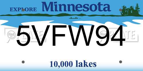 5VFW94 Minnesota License Plate