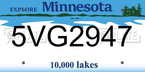 5VG2947 Minnesota License Plate