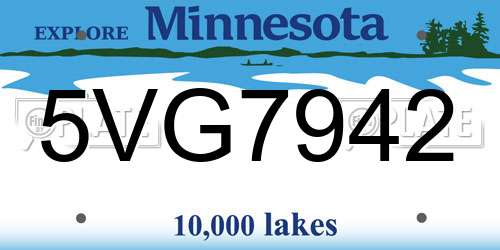 5VG7942 Minnesota License Plate