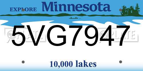5VG7947 Minnesota License Plate