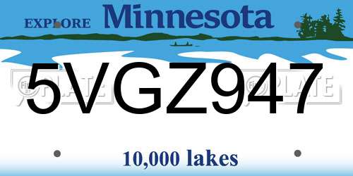 5VGZ947 Minnesota License Plate