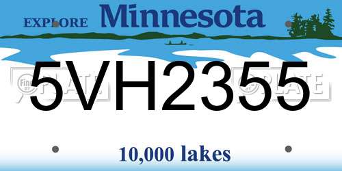 5VH2355 Minnesota License Plate