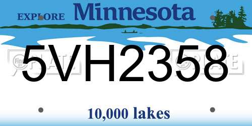 5VH2358 Minnesota License Plate